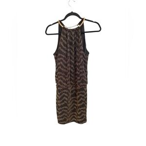 Bisou Bisou Black and Gold Midi Dress